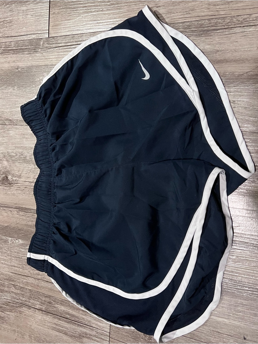 Nike Women's Navy Athletic Shorts with White Piping